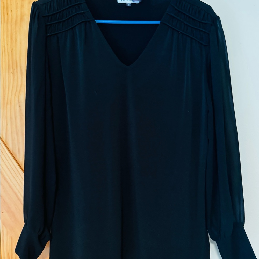 Calvin Klein Black Blouse with V-Neck
